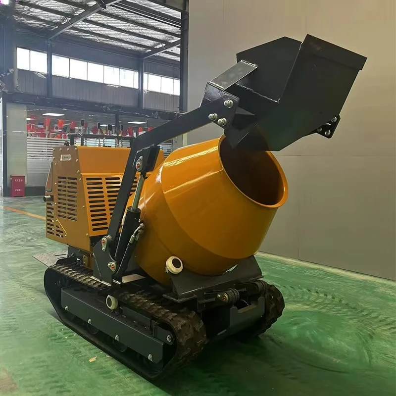 Mini 450L Hydraulic Crawler All Terrain Concrete Mixer, 350L Diesel Self Loading Tracked Dumper for Utility Mountain Works