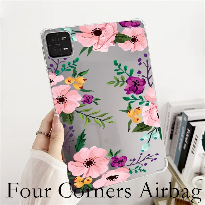 Case For Xiaomi Pad 6/6Pro 5/5Pro Tablet Anti-fall Silicone Clear Cover For Redmi Pad SE 2023 11 inch 10.6 Flower Pattern Cases