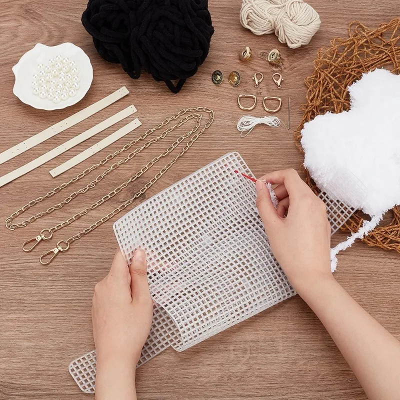 DIY Knitting Crochet Handbags Kit Mesh Plastic Canvas Kit for Shoulder Bags DIY Knitting Crochet Crossbag Materials Handmade