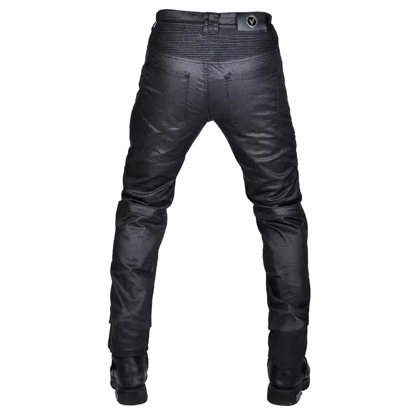 VOLERO Upgrade Coated Waterproof Denim Locomotive Cycling Moto Racing Drop-Proof Pants With CE Armor Pad Motorcycle Riding Jeans