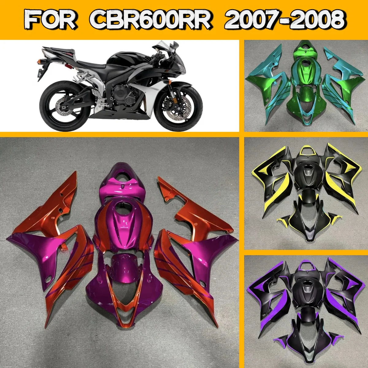 

For 2007 2008 Honda CBR600RR ABS Painted Fairings Injection Molded Fit 07 08 CBR 600RR Easy Install Fairing Kit