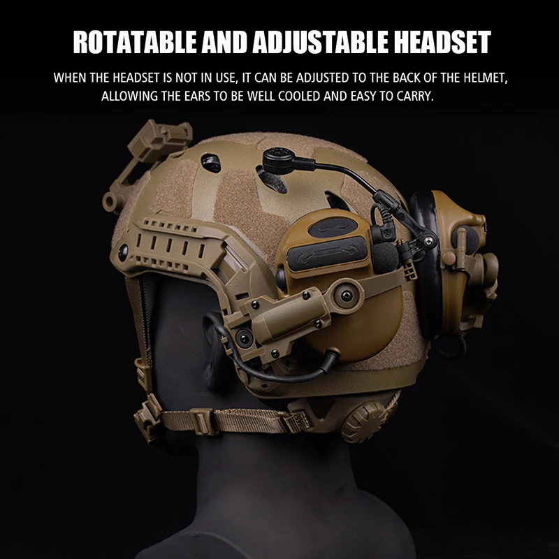 Soporte en riel para auriculares tácticos 360 °   Adaptador de soporte para auriculares serie TAC3/C, rotación para casco OPS Core ARC M-LOK