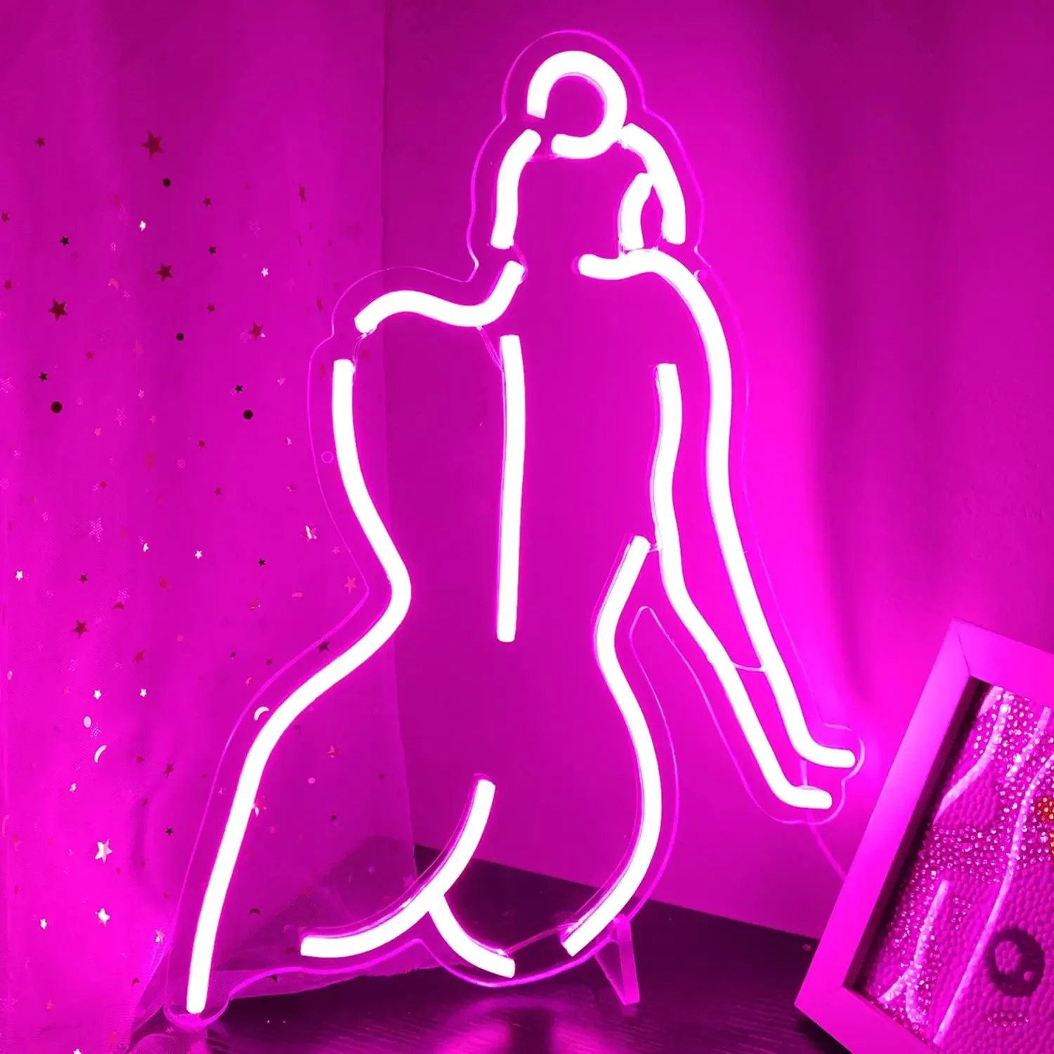 Luz de neón acrílica para mujer, letreros LED con USB, señal de neón para copa de vino, fiesta, Bar, restaurante, tienda, Rosa