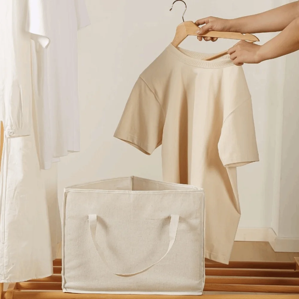 Треугольная вешалка большой емкости, складная дышащая корзина для хранения одежды с ручкой, компактная