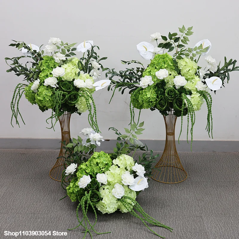 Grüne Hortensie, luxuriöser künstlicher Blumenball, Hochzeitsdekoration, Tischdekoration, Blumenarrangement für den Gang, Heimdekoration – Detail 1