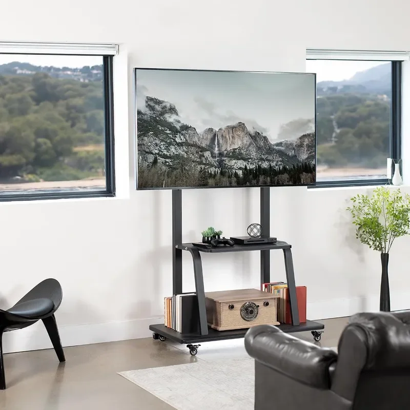 Heavy Duty Mobile TV Cart for 42 to 100 inch Screens up to 330 lbs LCD LED OLED 4K Smart Flat and Curved Panels Max 800x600