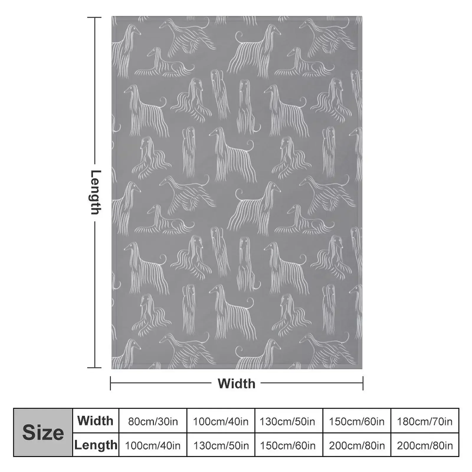 Afghan Hound Pattern on Grey Background Throw Blanket Bed Fashionable blankets ands Luxury Designer Thermal Blankets