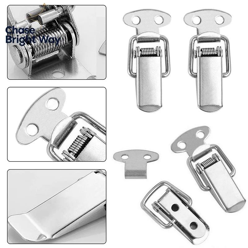 4pcs Duck-mouth Buckle Mini Lock Chest Box Gift Suitcase Case Buckles Toggle Hasp Stainless Steel Latch Catch Clamp