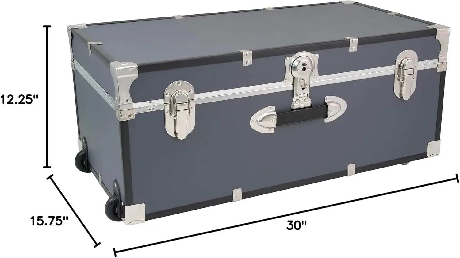 바퀴와 잠금 장치가 포함된 Seward Explorer 트렁크, 회색, 30인치