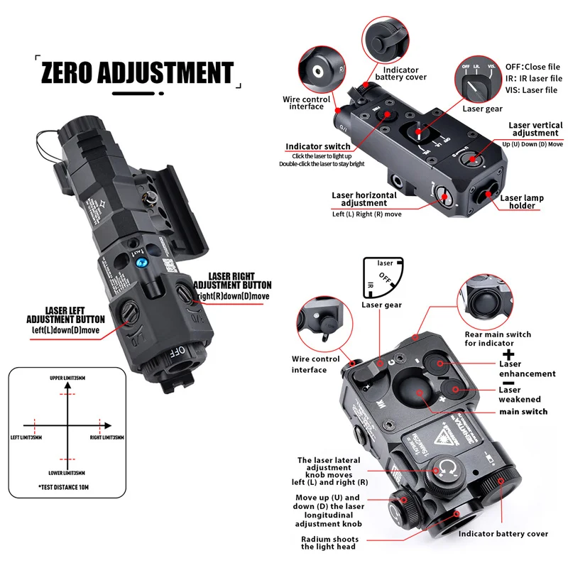 Wadsn All Metal MAWL C1 NGAL DBAL-A2 Perst4 CQBL Red Dot Green Blue Indicator Fit 20MM Rail Tactical Light Weapon Airsoft Laser