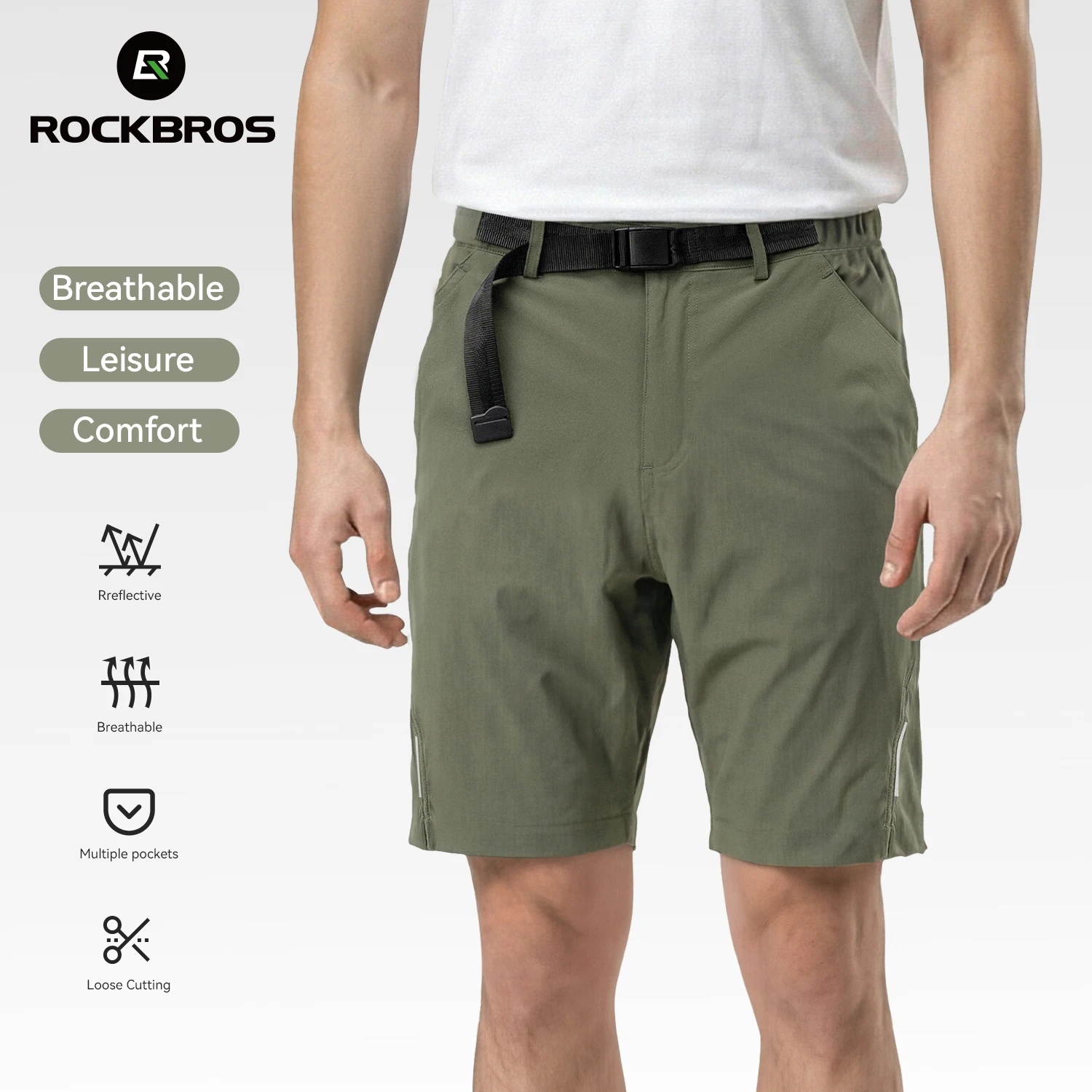 

ROCKBROS Summer Cycling Shorts Lightweight High Elastic Breathable Shorts With Waist Belt Casual Jogging Outdoor Sport Shorts