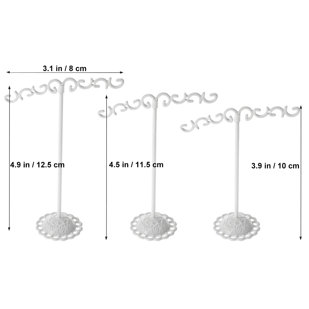 

3 Pcs Wrought Iron Jewelry Stand Earring Tree Organizer Display Stands Necklace Bracelet Ring Watch Storage Home Decor