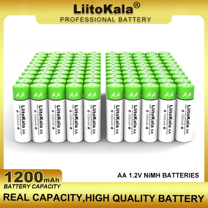 Liitokala nowy 1.2V AA 1200mAh akumulator Ni-MH do pistoletu temperaturowego pilot mysz zabawka baterie