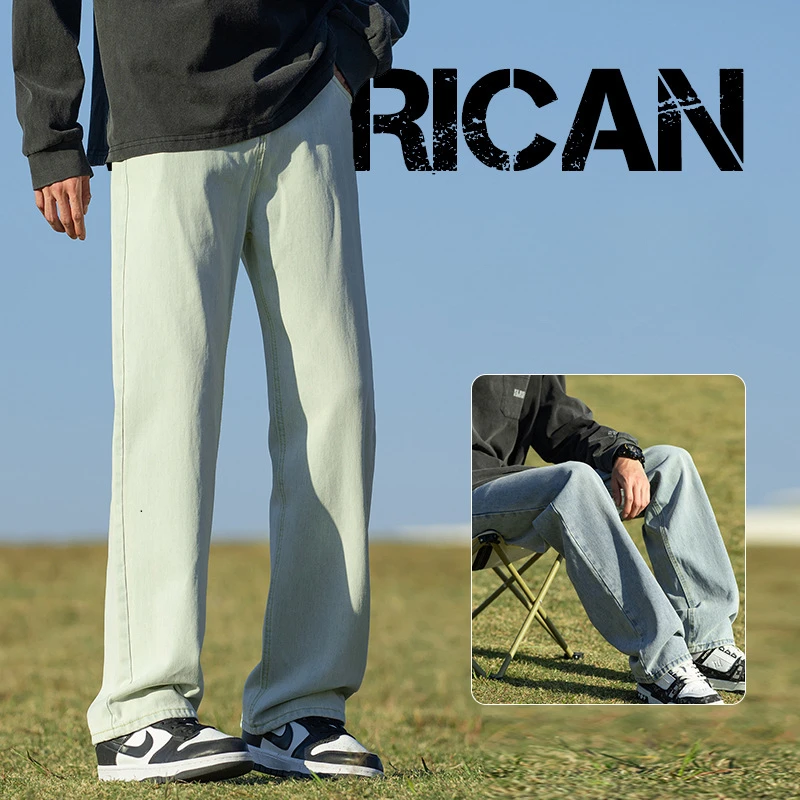 Washed jeans wide-leg casual loose straight trousers joggers tactical pants