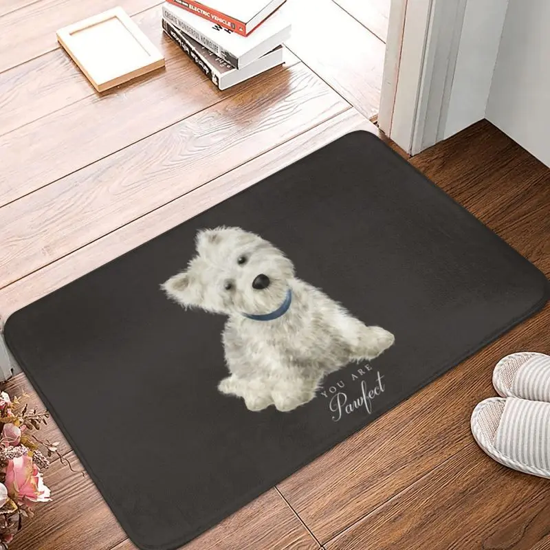 West Highland White Terrier Dog Doormat Mat Anti-Slip Westie Puppy Bathroom Kitchen Bedroom Rug Carpet Entrance Toilet Footpad