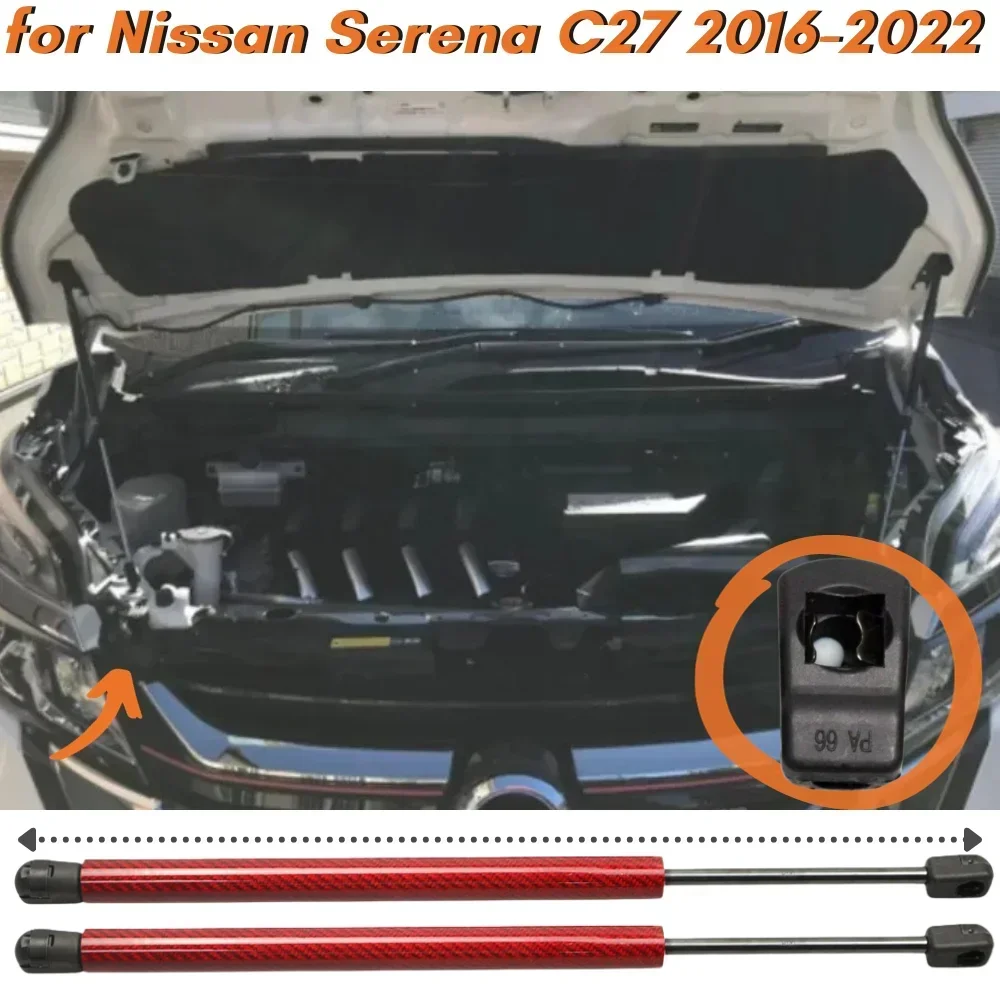 Qty(2) Hood Struts for Nissan Serena C27 for Suzuki Landy 2016-2022 Front Bonnet Modify Gas Springs Shock Absorber Lift Supports