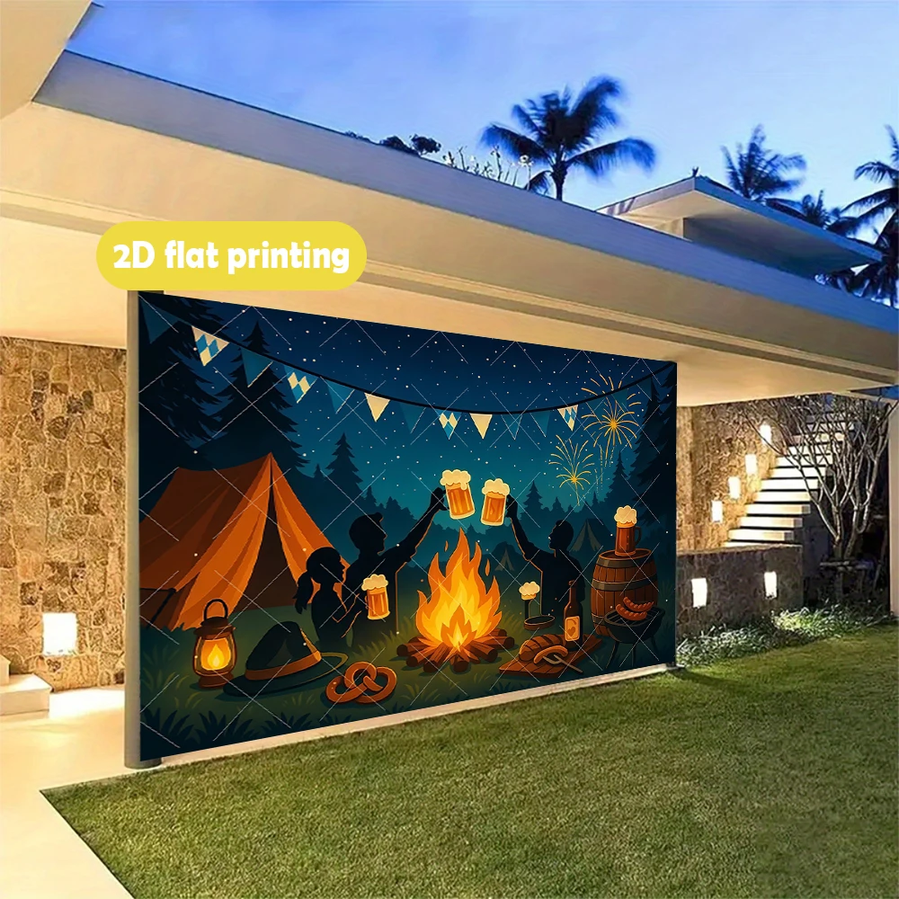 لافتة مهرجان أكتوبر مع الملابس التقليدية وأكواب البيرة وشارع القرية. التصوير الفوتوغرافي وديكور الحائط. #5