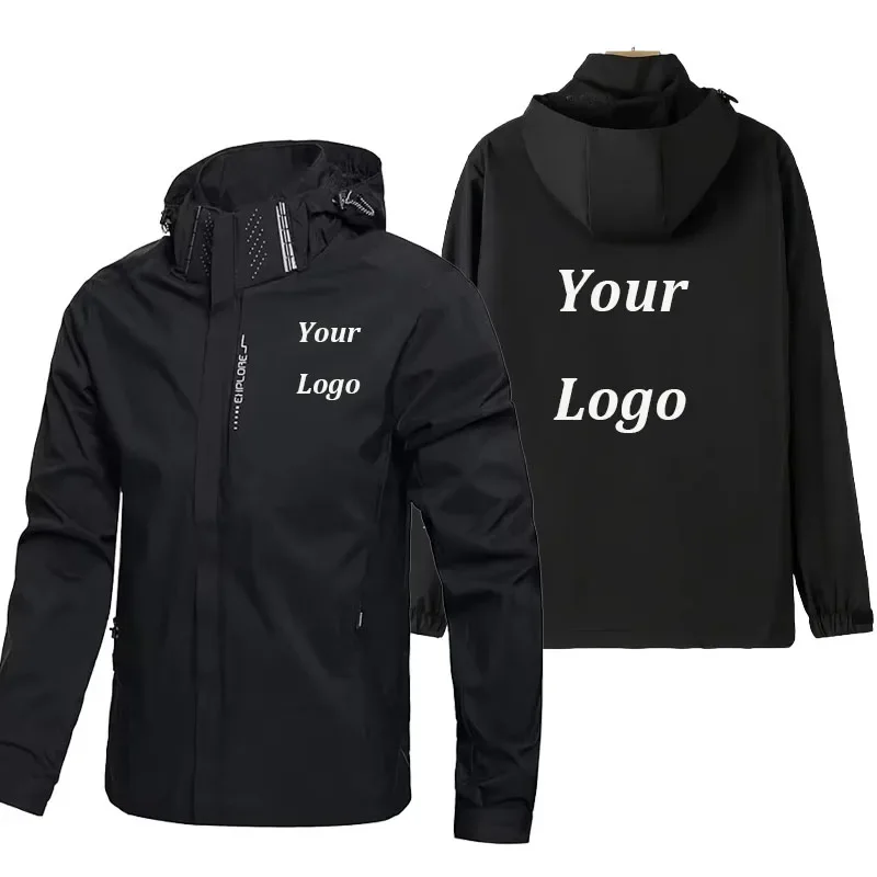 Waterproof Windproof Hooded Jacket For Men Women Outdoor Hiking Coat Spring Autumn Raincoat Custom Logo