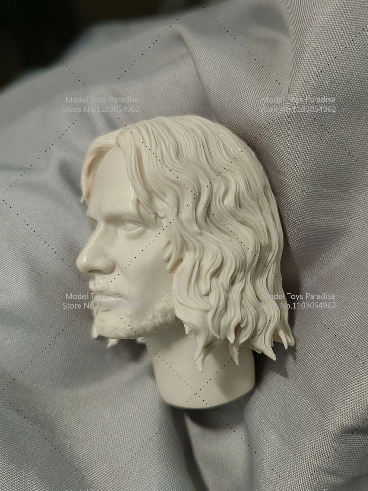 Unpainted White Model Head 1/6 Men Soldier Aragorn Half Elves Head Sculpt Fit 12inch Action Figure Body