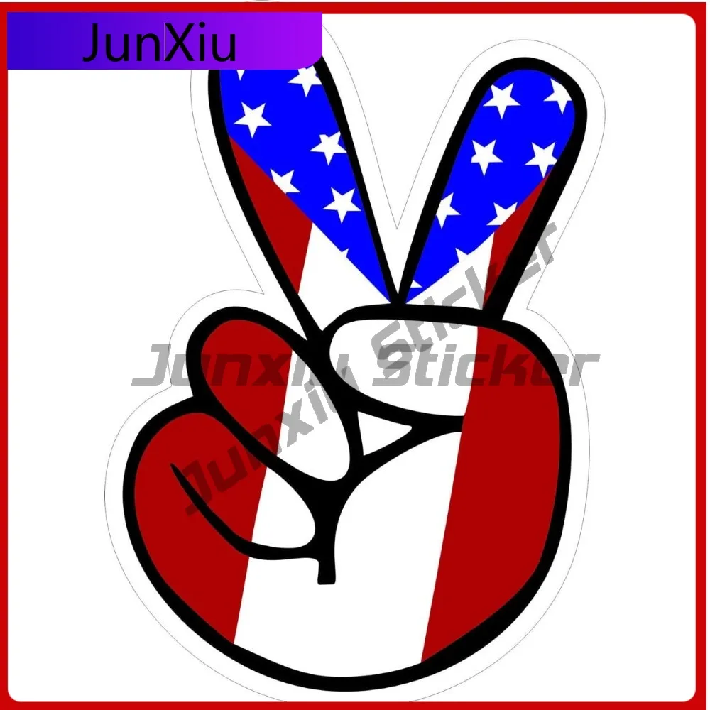 

Hand Signal Gesture Sticker V Sign Hand Gesture Letter Sign Decal With America Design Sticker Car Trunk Bike Laptop Sport Sticke