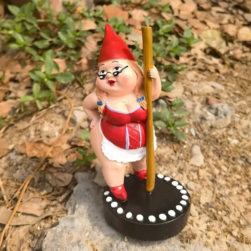 Garden Pole Dancing Gnome Resin Art Statue Outdoor Decor Sculpture Garden Figurines Home Landscape Ornament Crafts Decoration