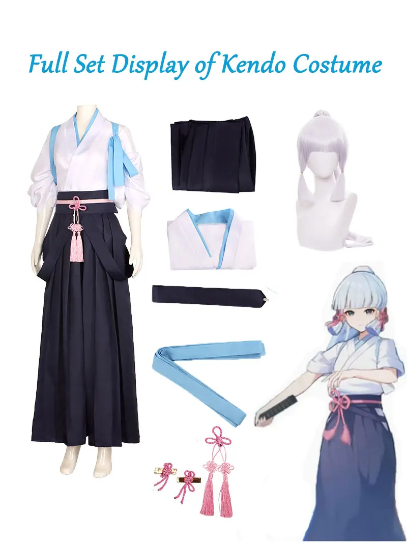 Disfraz de Cosplay de Kamisato Ayaka, Kimono de Anime, Ropa de Kendo para Mujer, Disfraz de Princesa de Genshin Impact