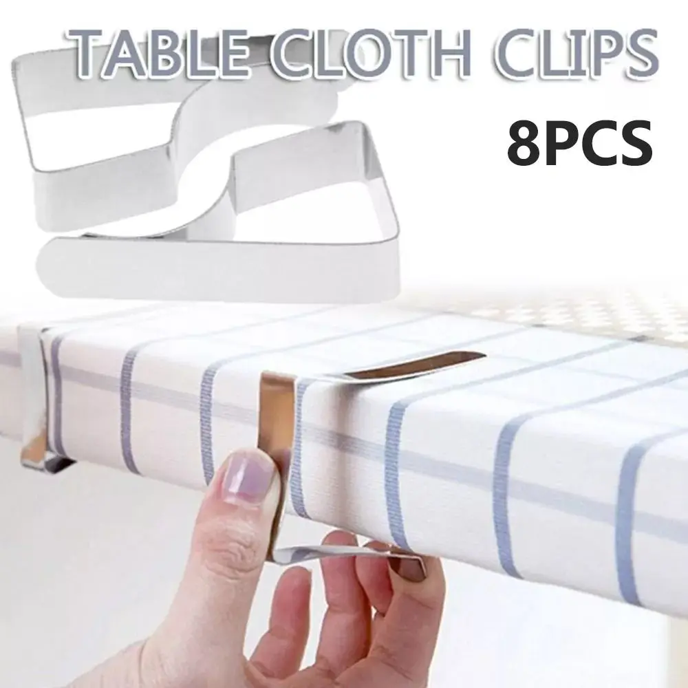 8Pcs High Quality Elasticity Tablecloth Clip Anti-Slip Stainless Steel Tablecloth Clamps Versatile Durable Picnic Peg