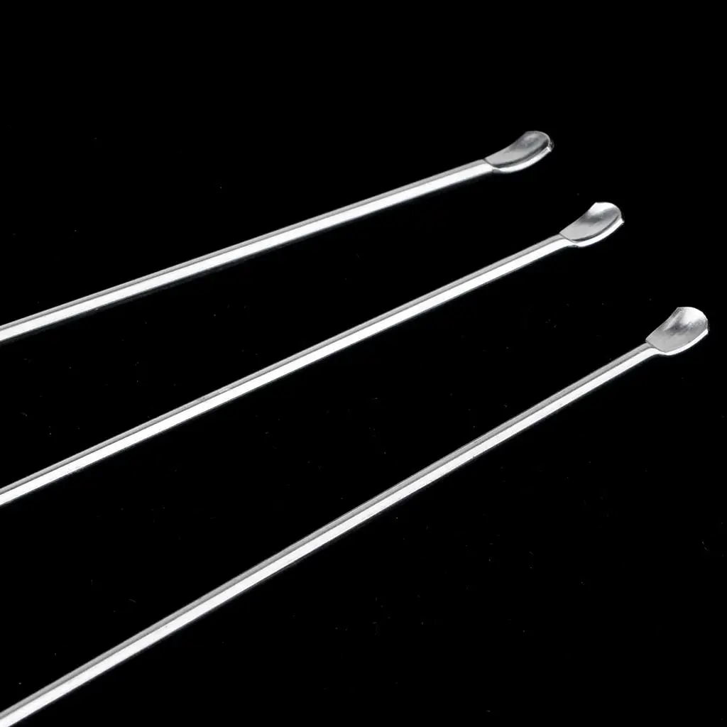 Stainless Micro Spatula Set Silver Long Handle Lab Micro Spoon for Laboratory Mixing and Sampling