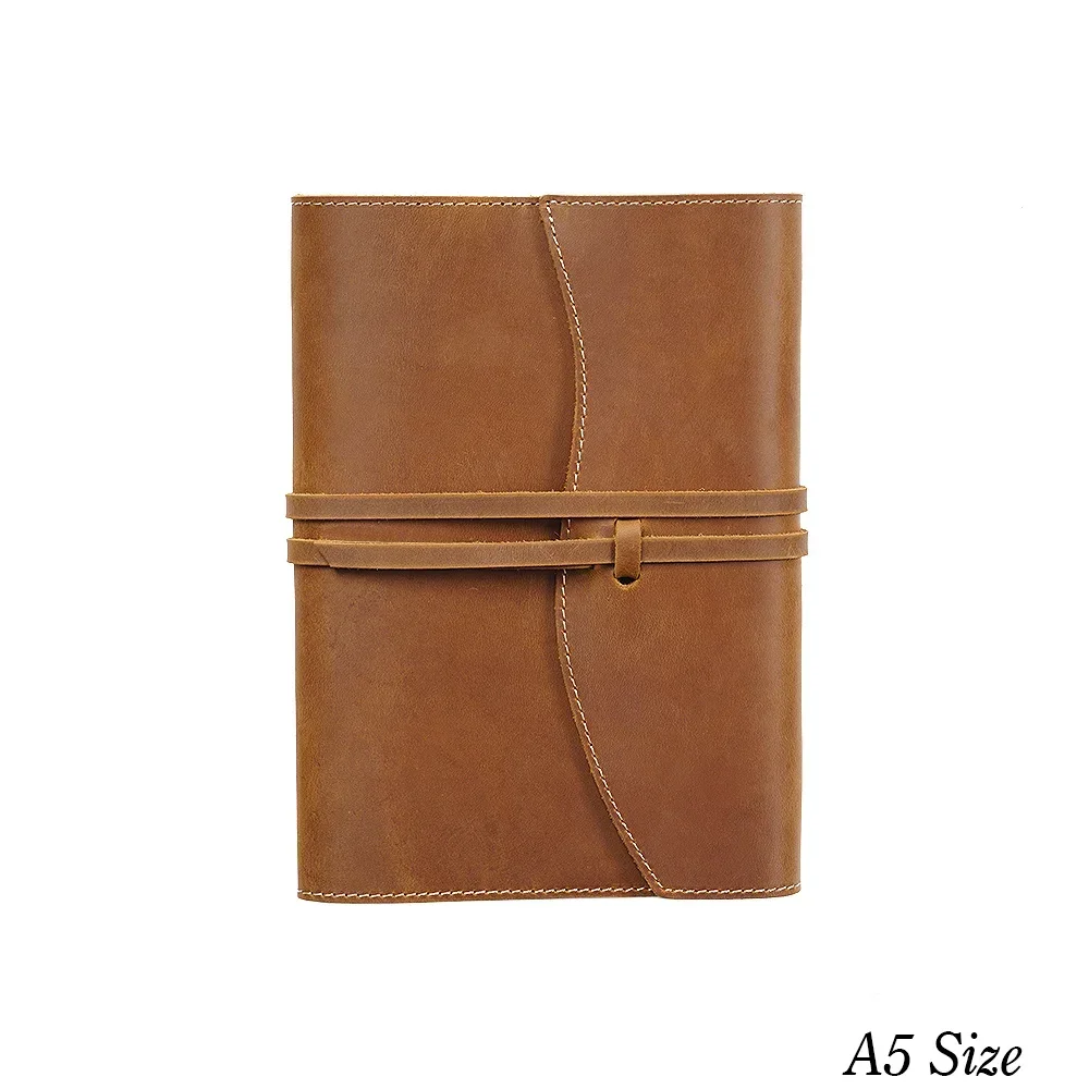 Genuine Leather Book Cover Sleeve Protector with Binding Rope Business Notepad A5 A6 Size Notebook Case Office School Supplies