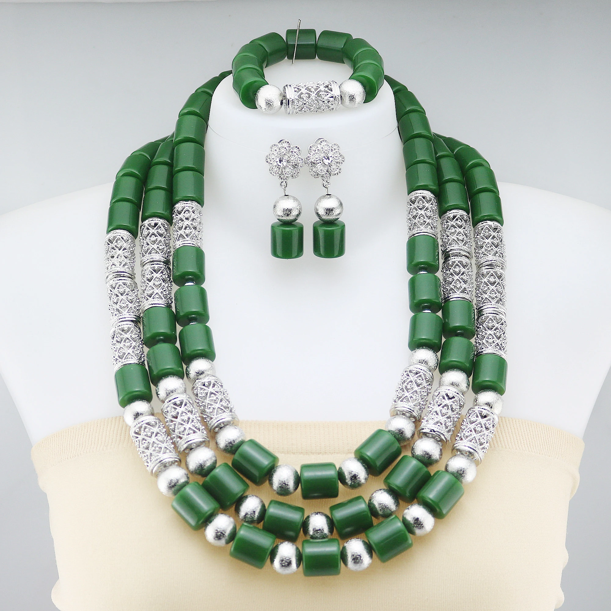 Top Quality Latest Beads and Jewellery Resin Bridal Necklace Set African Fashion Jewelry Sets For Women New Jewelry Sets zwm