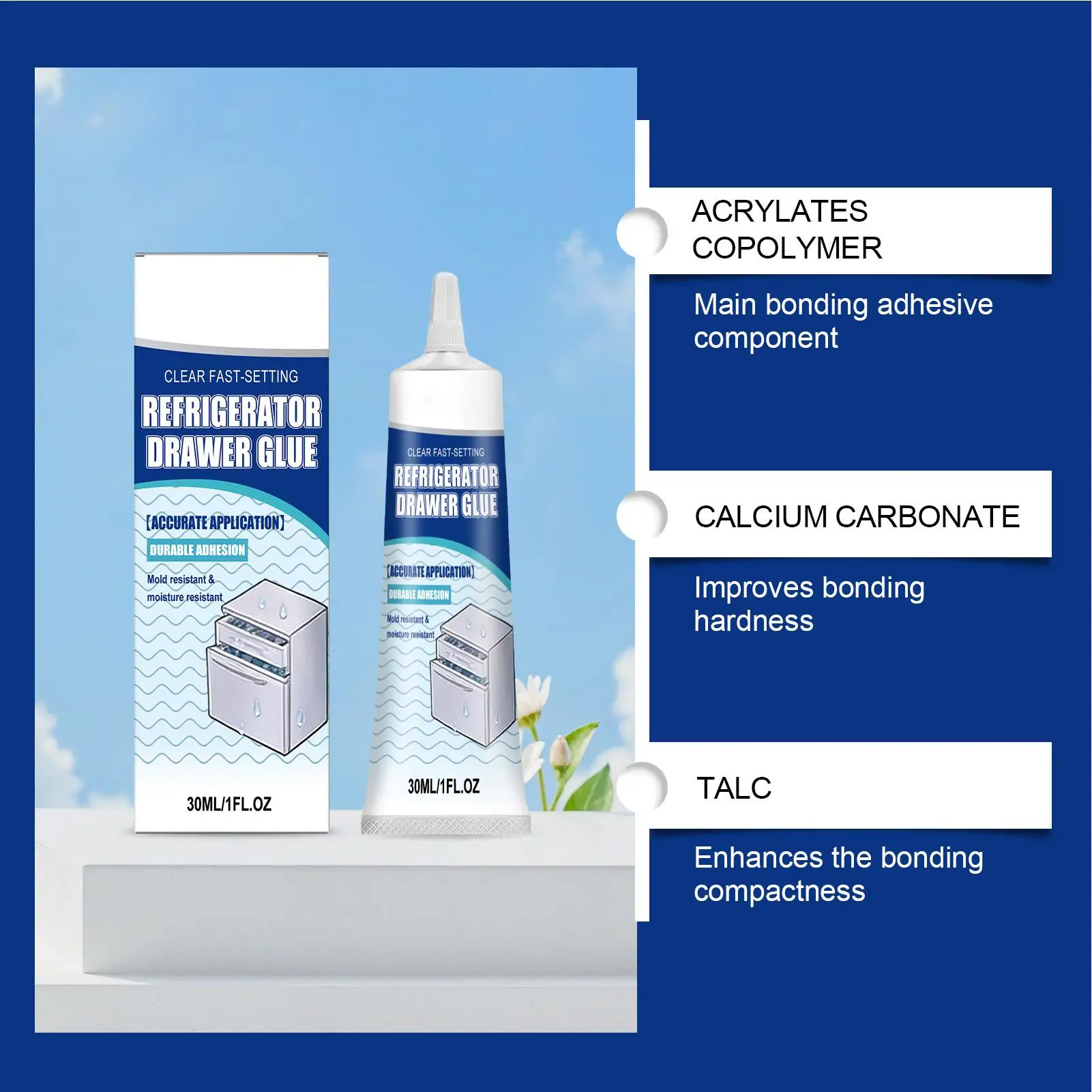 Strong Multipurpose Bonding Glue No Nail Convenient Adhesive Firm Sticky Agent for Refrigerator Interior Glass Ceramic Repair