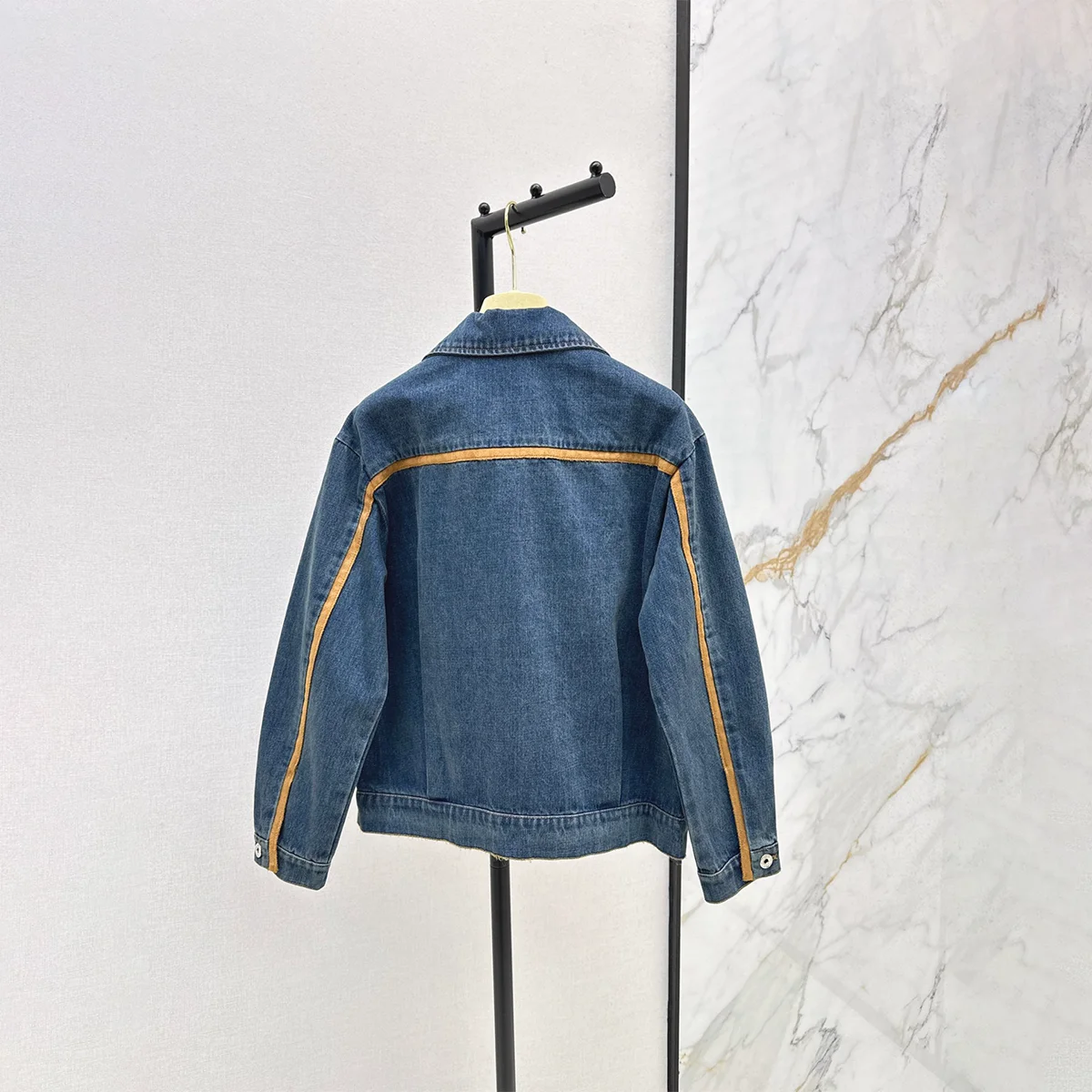 2026 high-quality new women's retro washed contrasting woven denim jacket--hb803