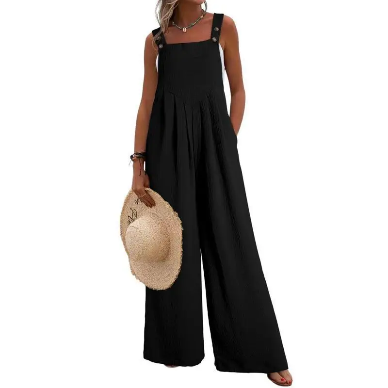 

Women's Wide Leg Suspender Pants Low Waist Short Length Fabric 100% Other Spring 2026 Fashion Ladies' Jumpsuits/Pants