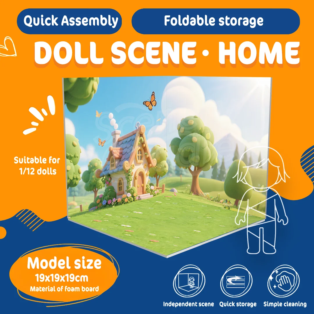 

Trendy Blind Box Dolls Figures Animal Forest Elf Scenes PVC Display Background Board for Toy Showcases And Collectibles