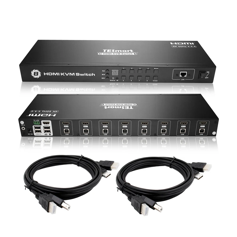 

TESmart 8 Port HDMI KVM Switch 4K@60Hz Support RS232 LAN Control EDID Emulator 8x1 Video HDMI KVM Switcher