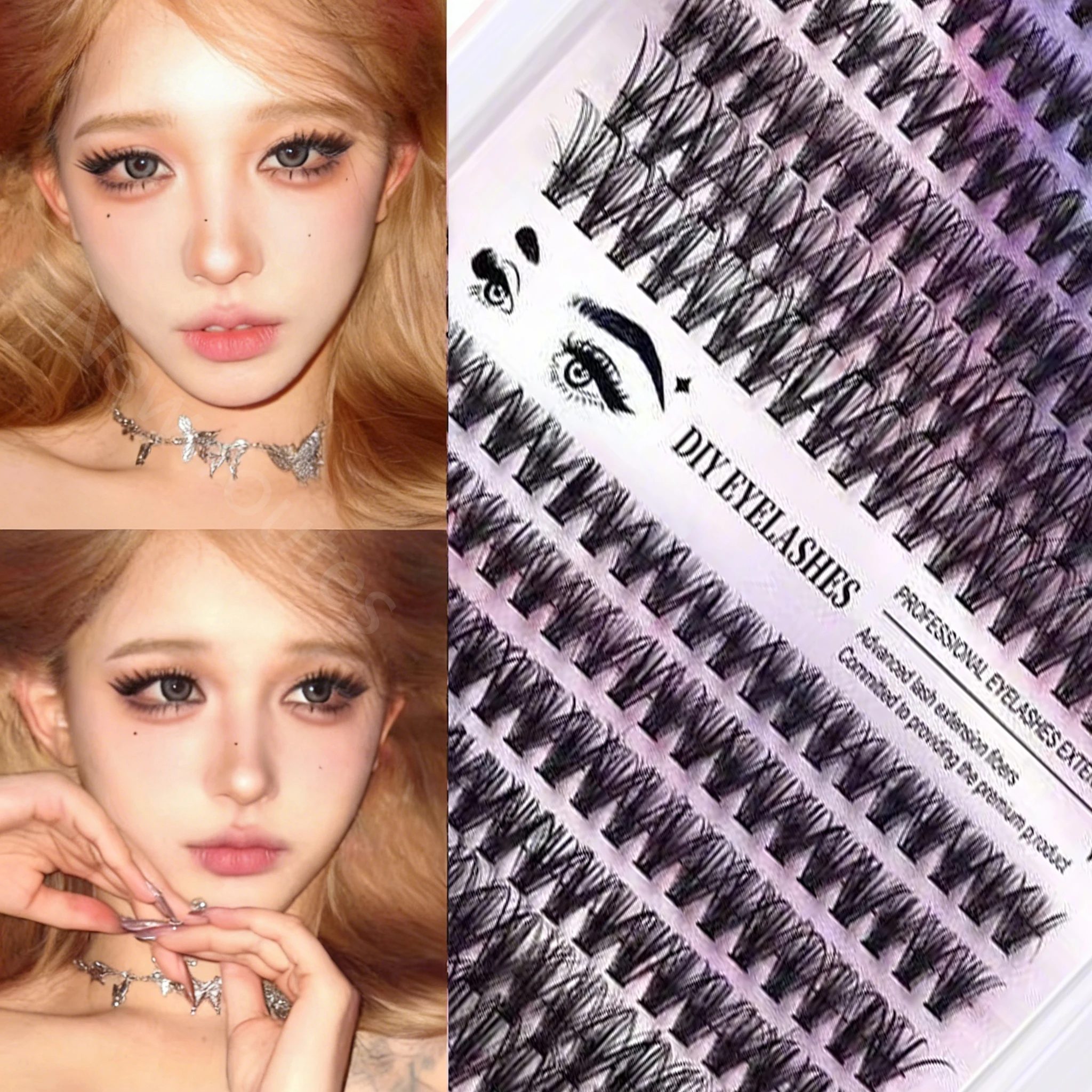 ขนตาปลอมสีดำแบบผสม 8-15 มม. ขนมิ้งค์แบบเส้นต่อเส้น คุณภาพสูง สีธรรมชาติ ขนตาเกาหลี