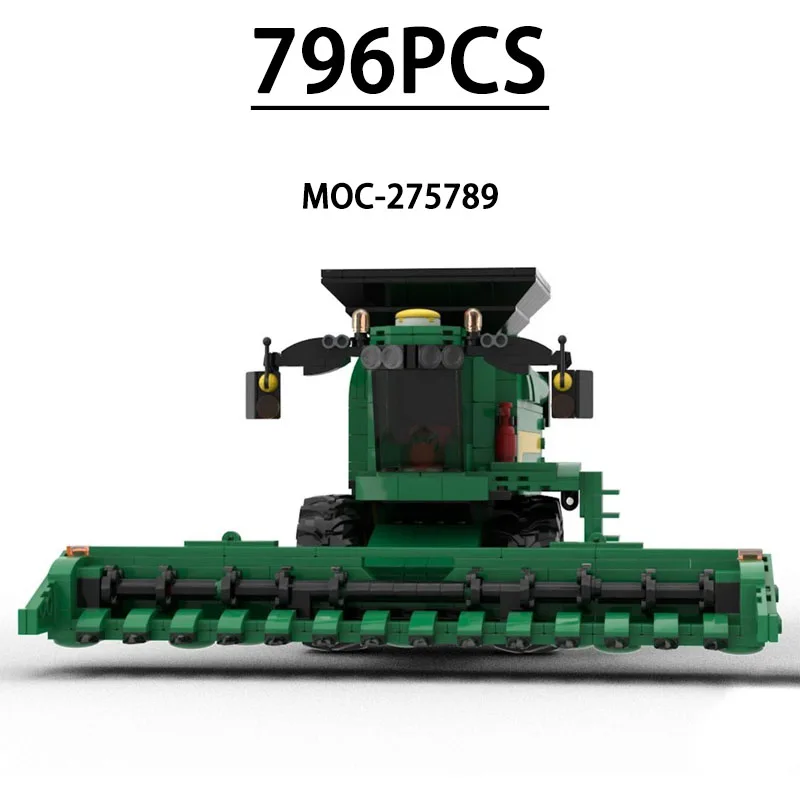 MOC-275789 Building Block Farm Tractor Harvester Model, 796 Pieces, Fun Birthday Toy, Christmas and New Year Gift Decoration