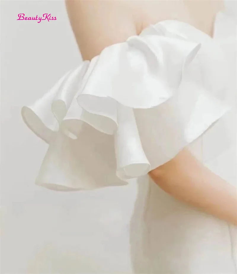 Mermaid Court Train Soft Satin Wedding Dress Elegant Off-Shoulder Lace-Up Bridal Gowns vestidos de mairee Wedding うでんぐどれす