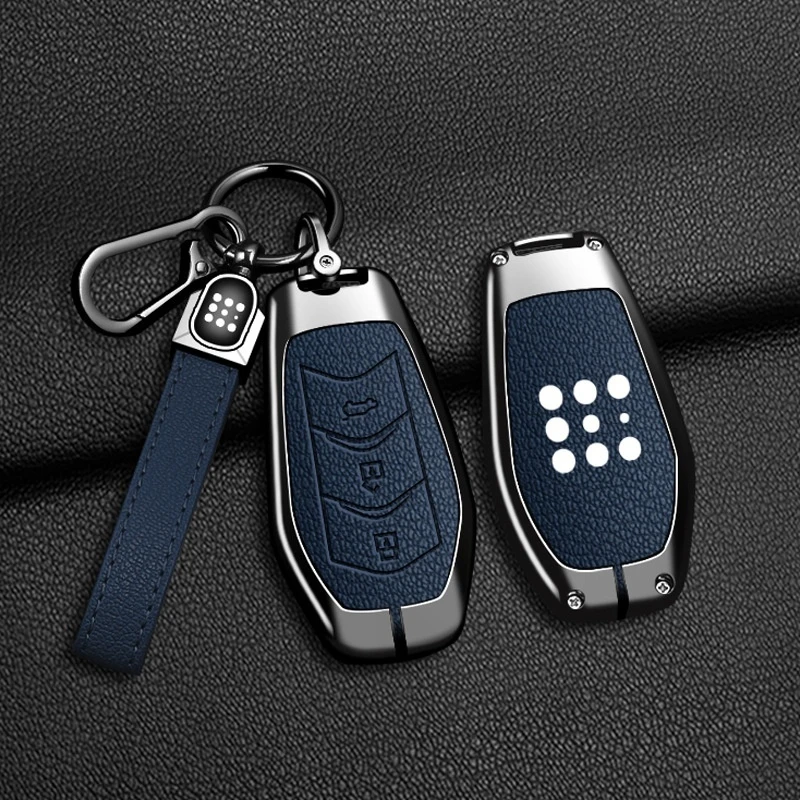 For Dongfeng DFSK 600 Fengon 580 Evolute i-Space i-Pro Landian E5 Keychain Zinc Alloy Leather Car Key Case Cover Accessories