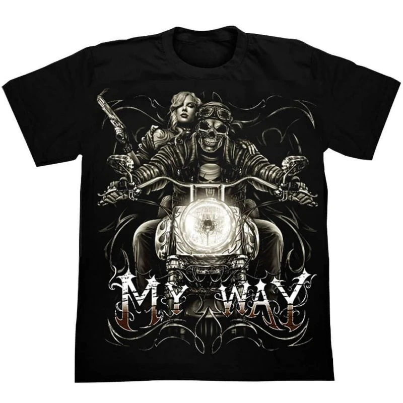 Motorcycle Skull T Shirt 2026 New Retro Locomotive Graphic Cotton BlendMen  Unisex Oversized Heavyweight Vintage Sport Tops