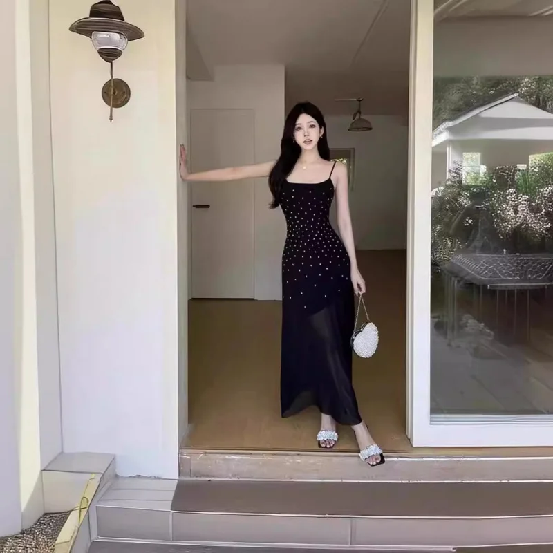 

Fashion Style Rhinestone Camisole Dress, New Long Style Hip Hugging Dress