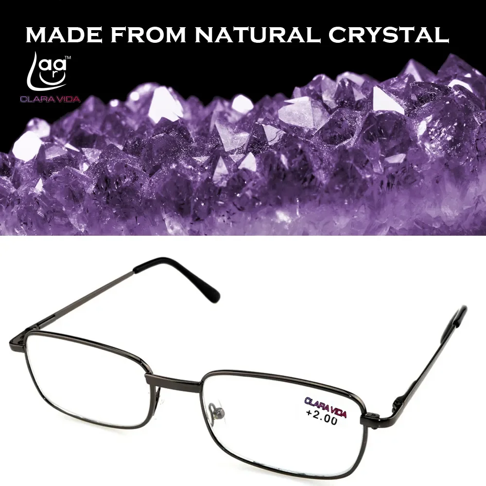 

= Clara Vida [!two Pieces!] Full-rim Natural Crystal Lenses Alloy Frame Men Women Reading Glasses +1 +1.5 +2 +2.5 +3 +3.5 +4