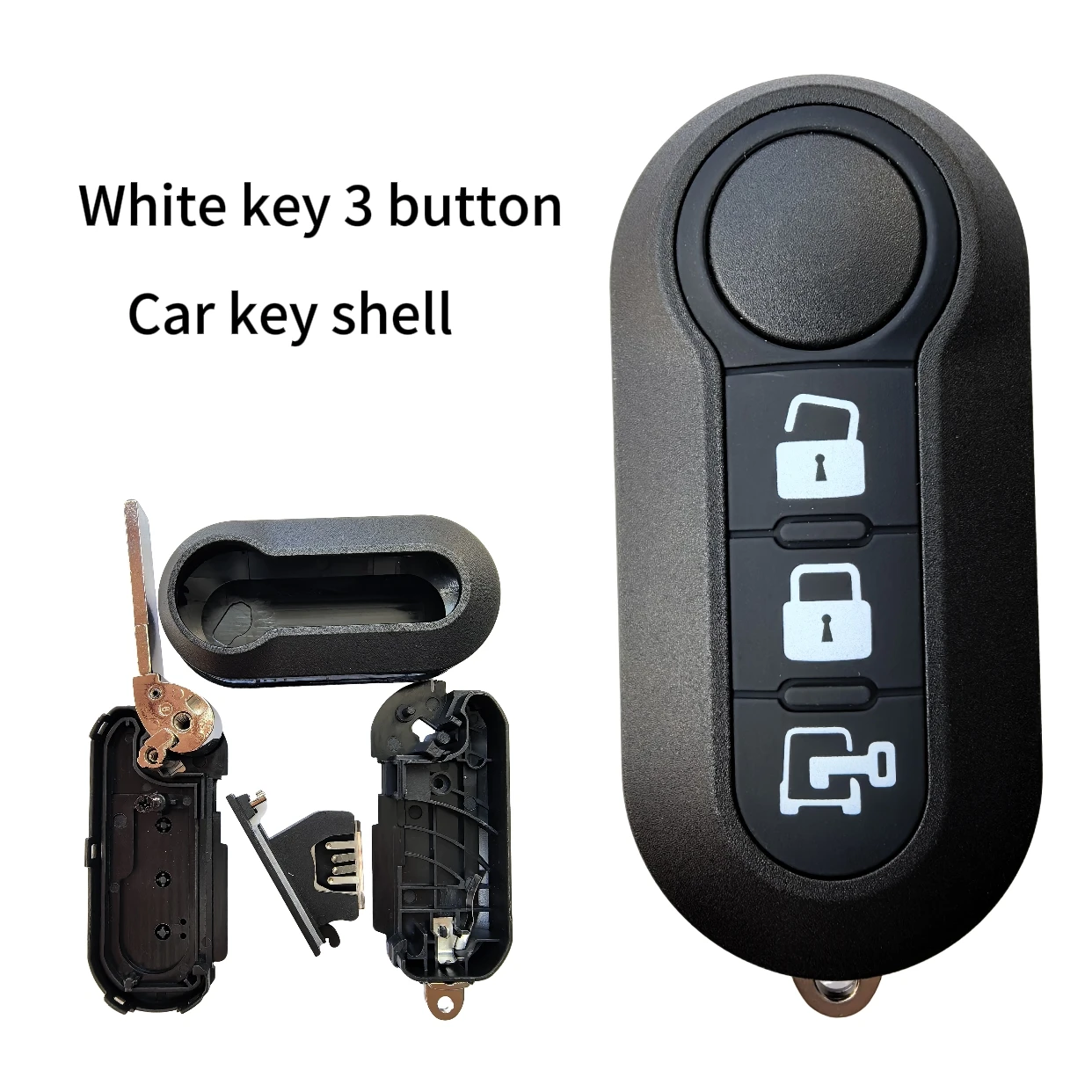 Jingxin 2/3 Tasten Autoschlüssel-Fernbedienungsgehäuse, Leeres Gehäuse mit SIP22-Klinge für Fiat 500 Panda Punto Bravo – Detail 9