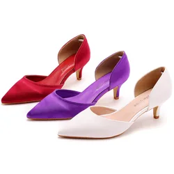 Summer Women Pumps Sandals Fashion Leather Solid Wedding PVC 5.5 CM Thin Heels Low Heels Woman Shoe Office Work Shoes