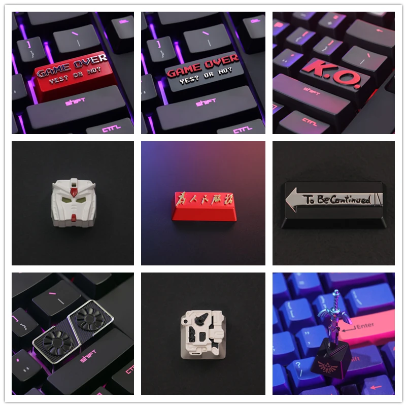 1 Piece Keystone Zinc Aluminium Alloy Key Cap OEM 1U R4 2.25U Enter Stereoscopic relief Keycap For KO GAMEOVER MOSS 3060TI JOJO