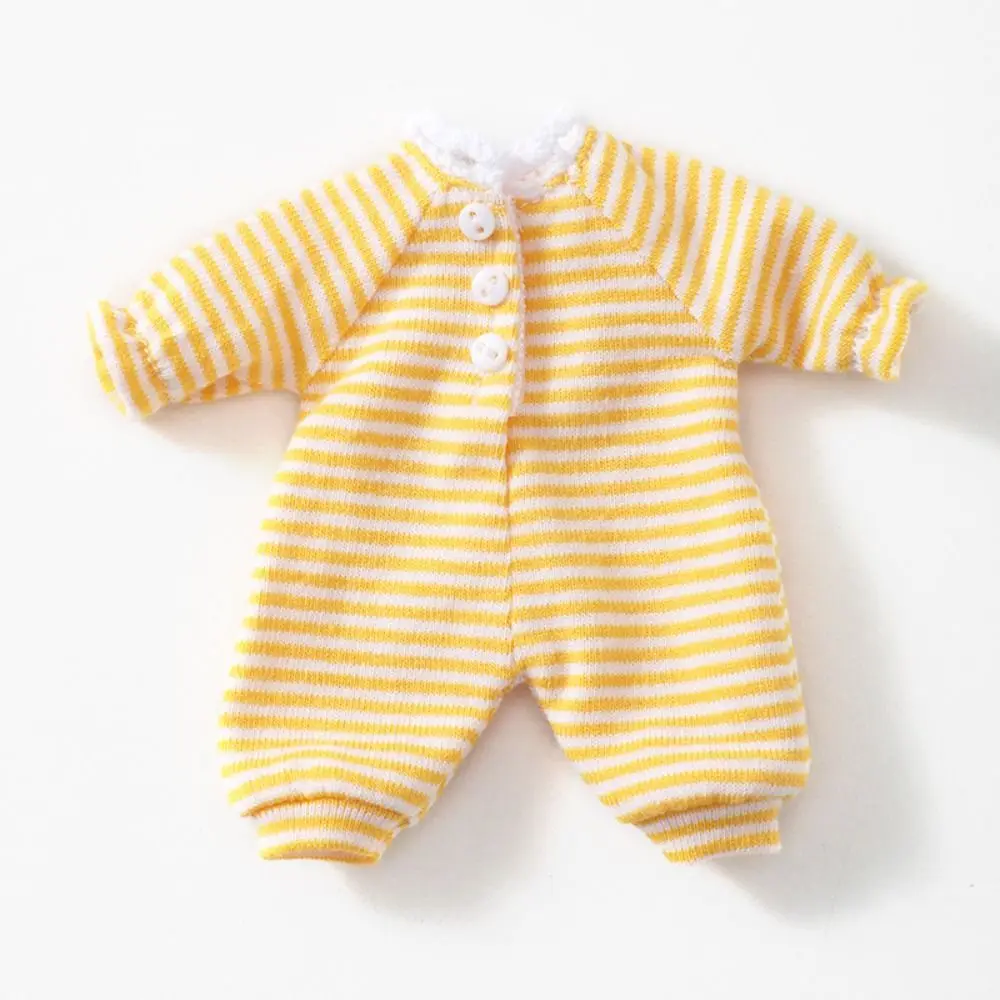 Cute 1/11 1/12 Doll Striped Pajamas Clothes Climbing Suit for GSC ob11 obitsu 11 Doll Jumpsuit for 1/12 BJD Doll Sleep Clothes