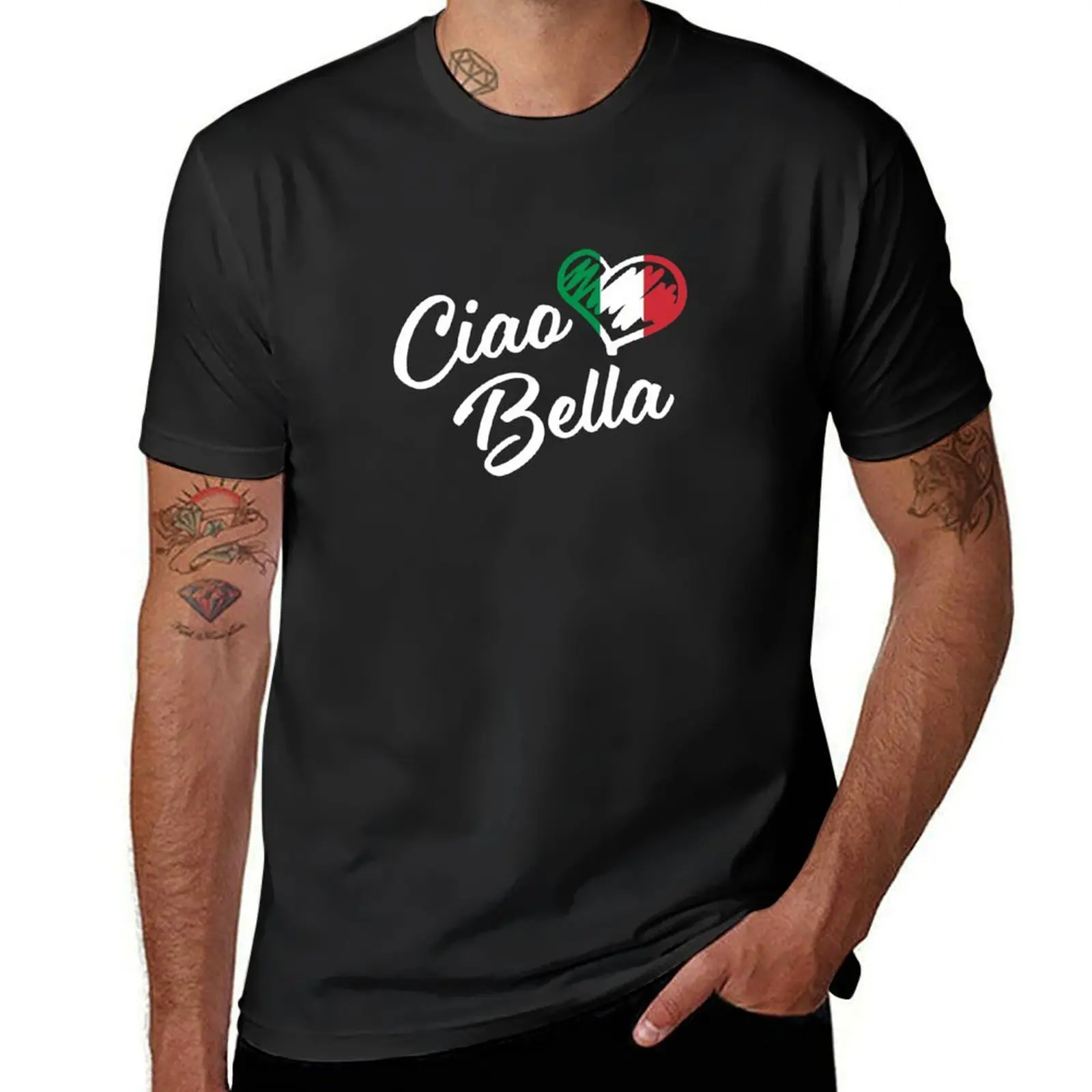 

Italian Heart Ciao Bella Script Cute Italia T-Shirt funny shirt cotton Man t-shirt anime clothes vintage t shirt men