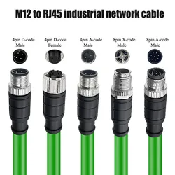Waterproof M12 to RJ45 Profinet Ethernet Cable High Flexible Shielded IP67 M12 4/8Pin A/D/X Code Type Line for industrial Camera