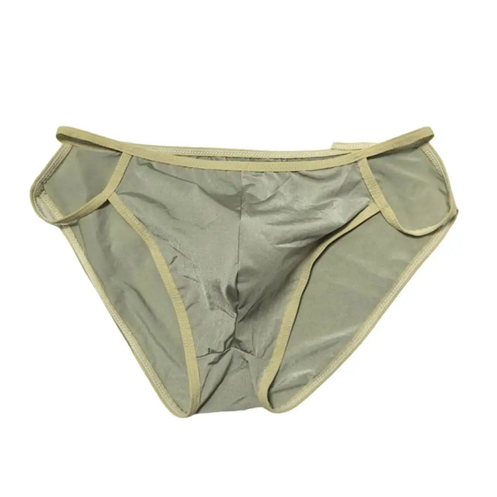 Men Seamless Breathable Bulge Pouch Low Waist Briefs See Through Lingerie Underwear Solid Color Classic Style Male Shorts
