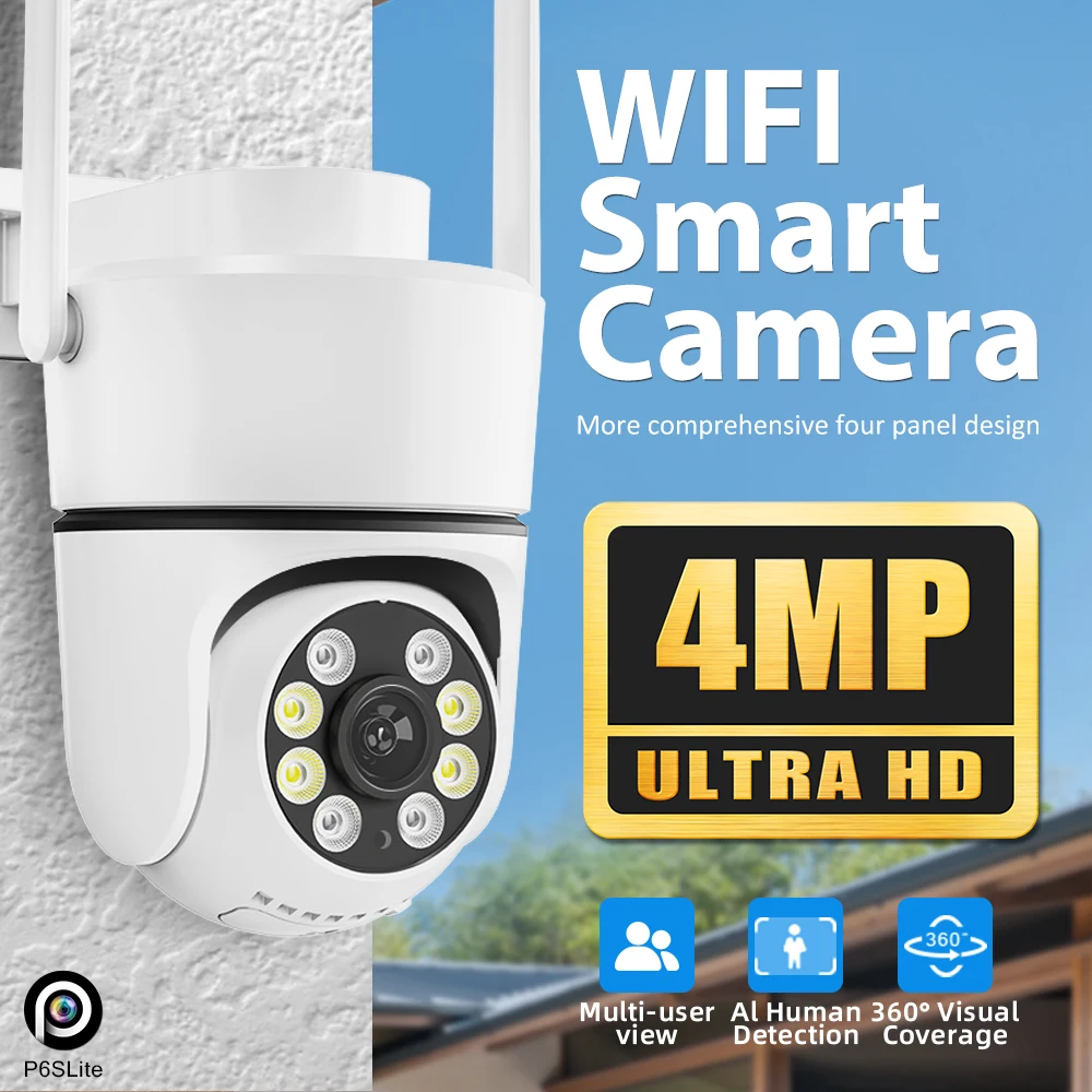 

4 MP Wifi Wireless Security Surveillance Camera PTZ Night Vision Outdoor Camera 4X Zoom CCTV Monitor Humanoid Tracking